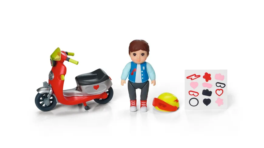 BABY born Minis - Playset Scooter, 7 cm große Puppe Simon mit Roller und Helm, 906118, Zapf Creation