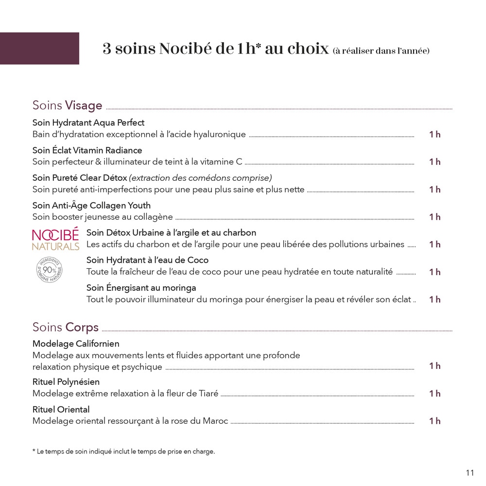 Nocibé Coffret Institut Pass Bien-Être 3H à la carte