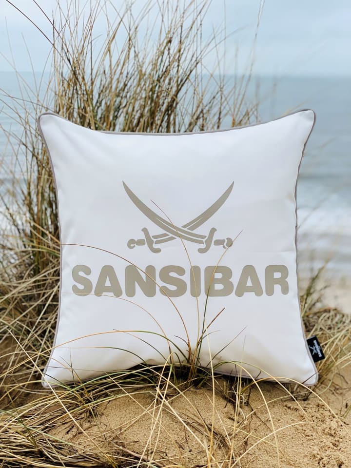 Sansibar Outdoor-Kissen mit Füllung in Offwhite/Taupe, 45x45 cm günstig kaufen 45x45 cm