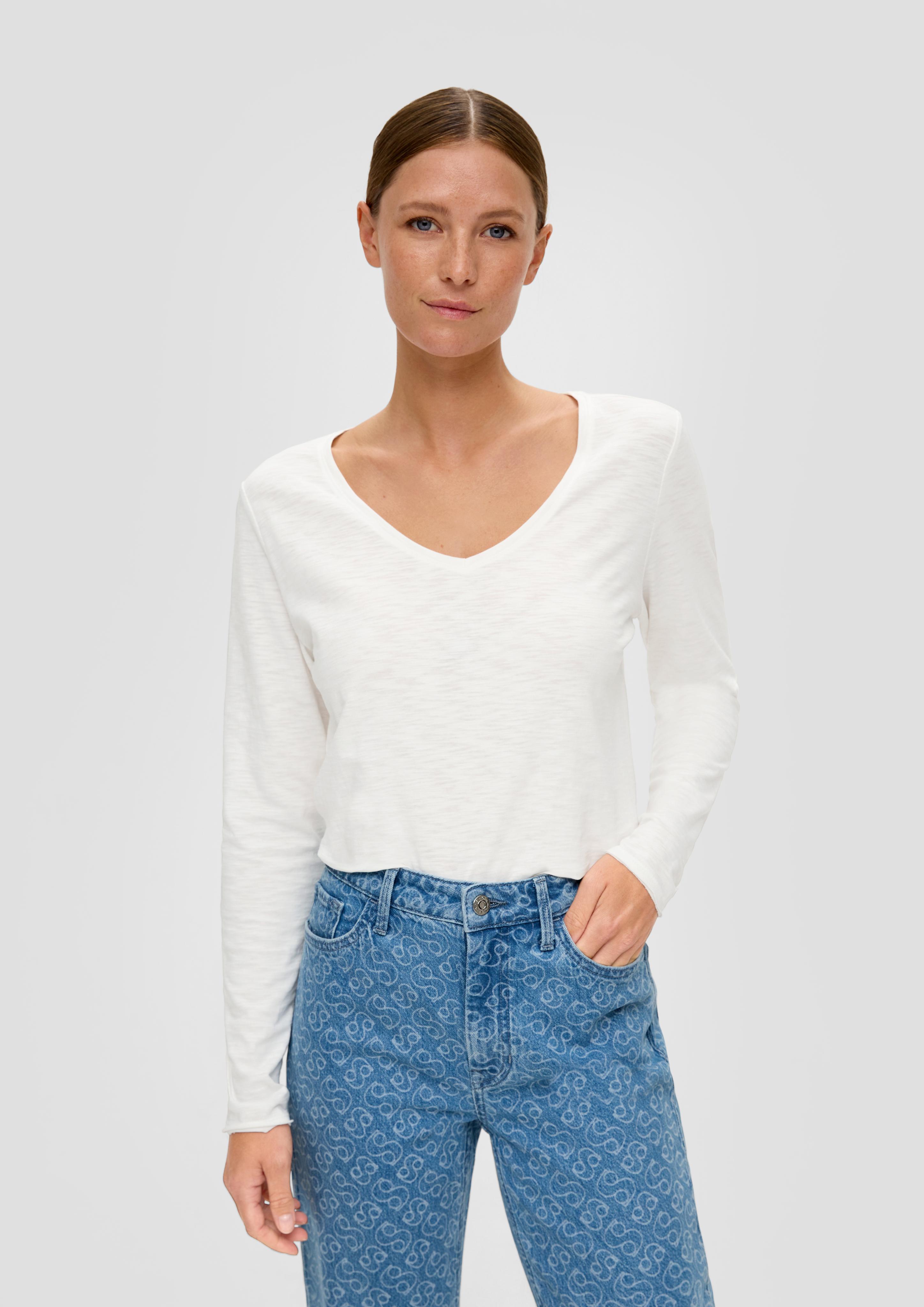 Gestreiftes Longsleeve mit Rollsaum  2135958-0210