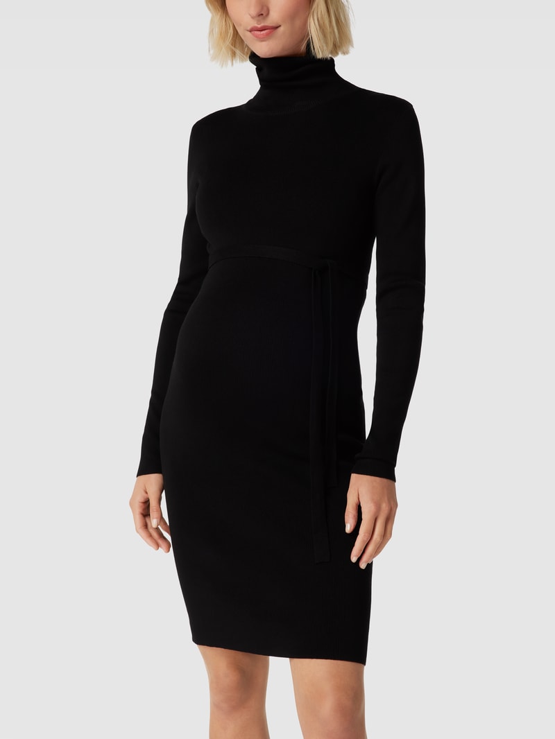 Umstands-Kleid mit Taillenband in schwarz