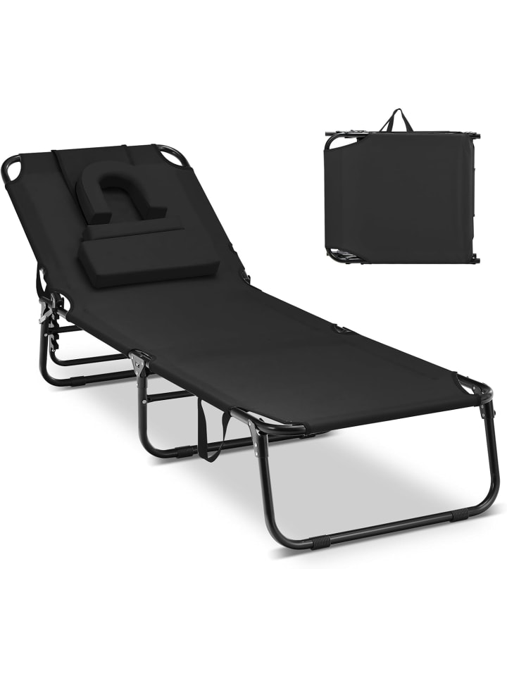COSTWAY Sonnenliege mit Gesichtsöffnung in Schwarz günstig kaufen onesize
