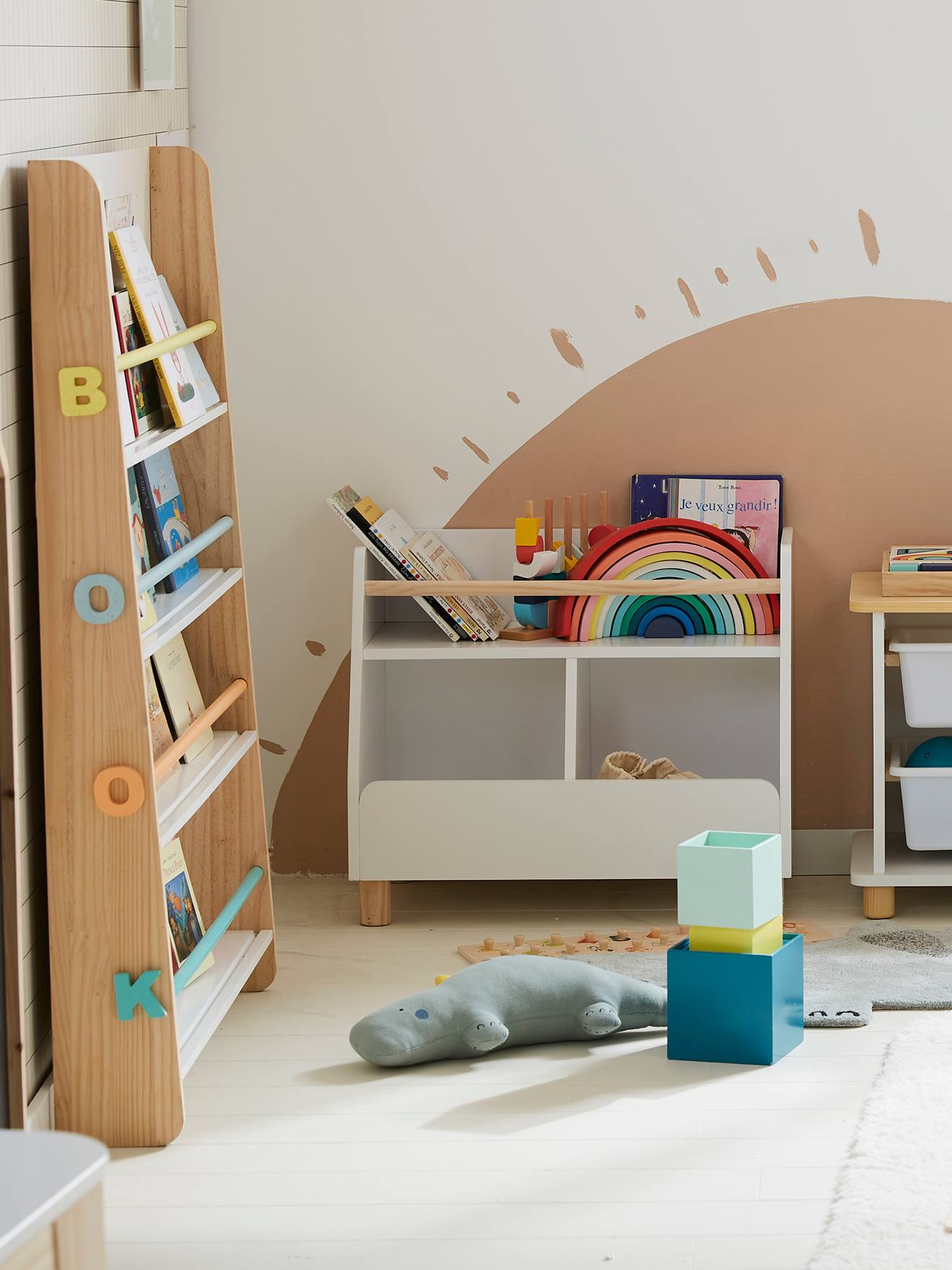 Vertbaudet Kinderzimmer Regalschrank PTILOU - weiß/natur