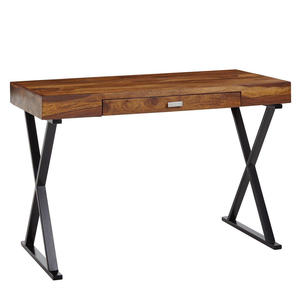 Wohnling Schreibtisch 120x55x78 cm Sheesham Massivholz / Metall