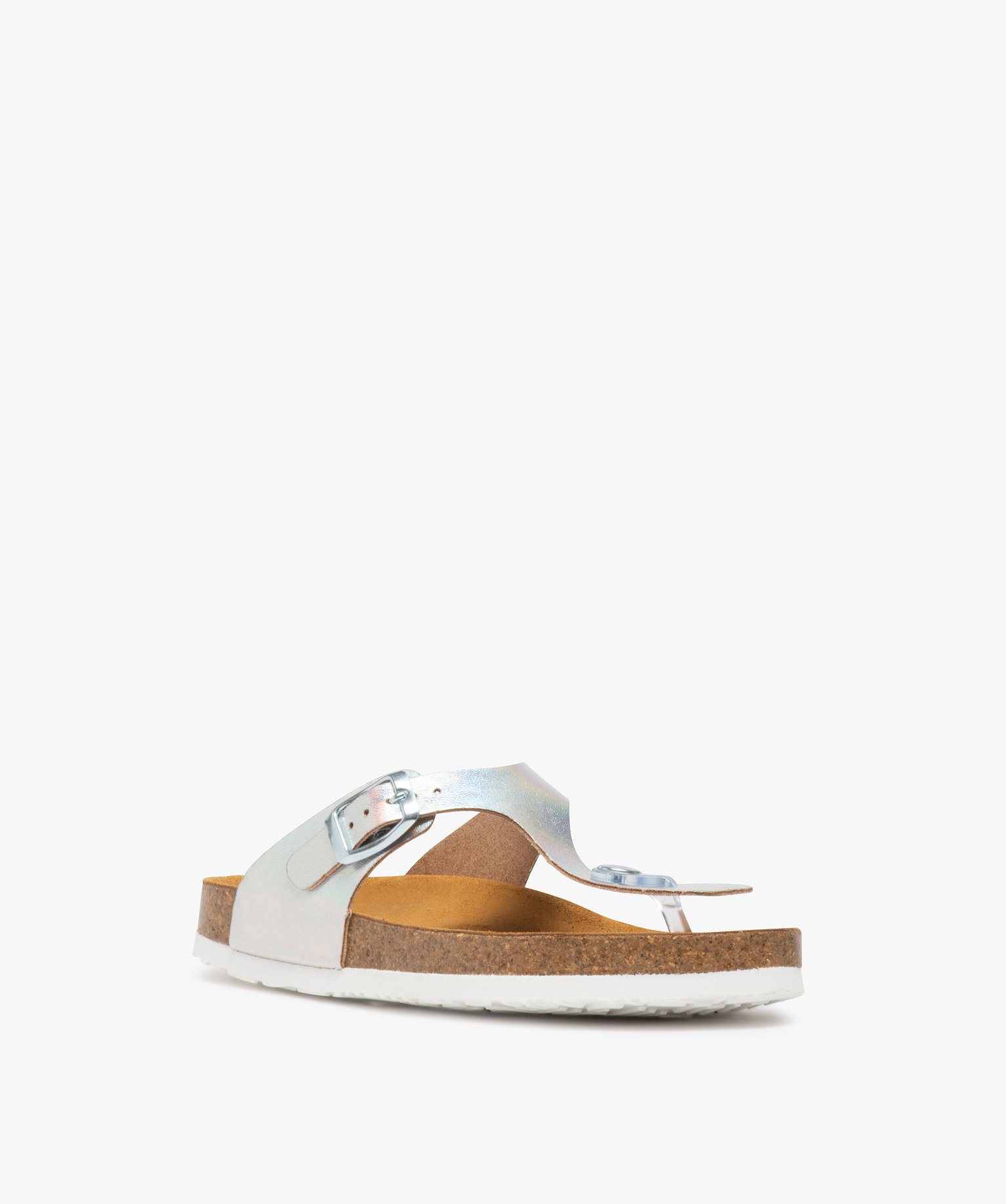 Sandales fille à entre-doigts et large bride en T ajustable blanc | GEMO