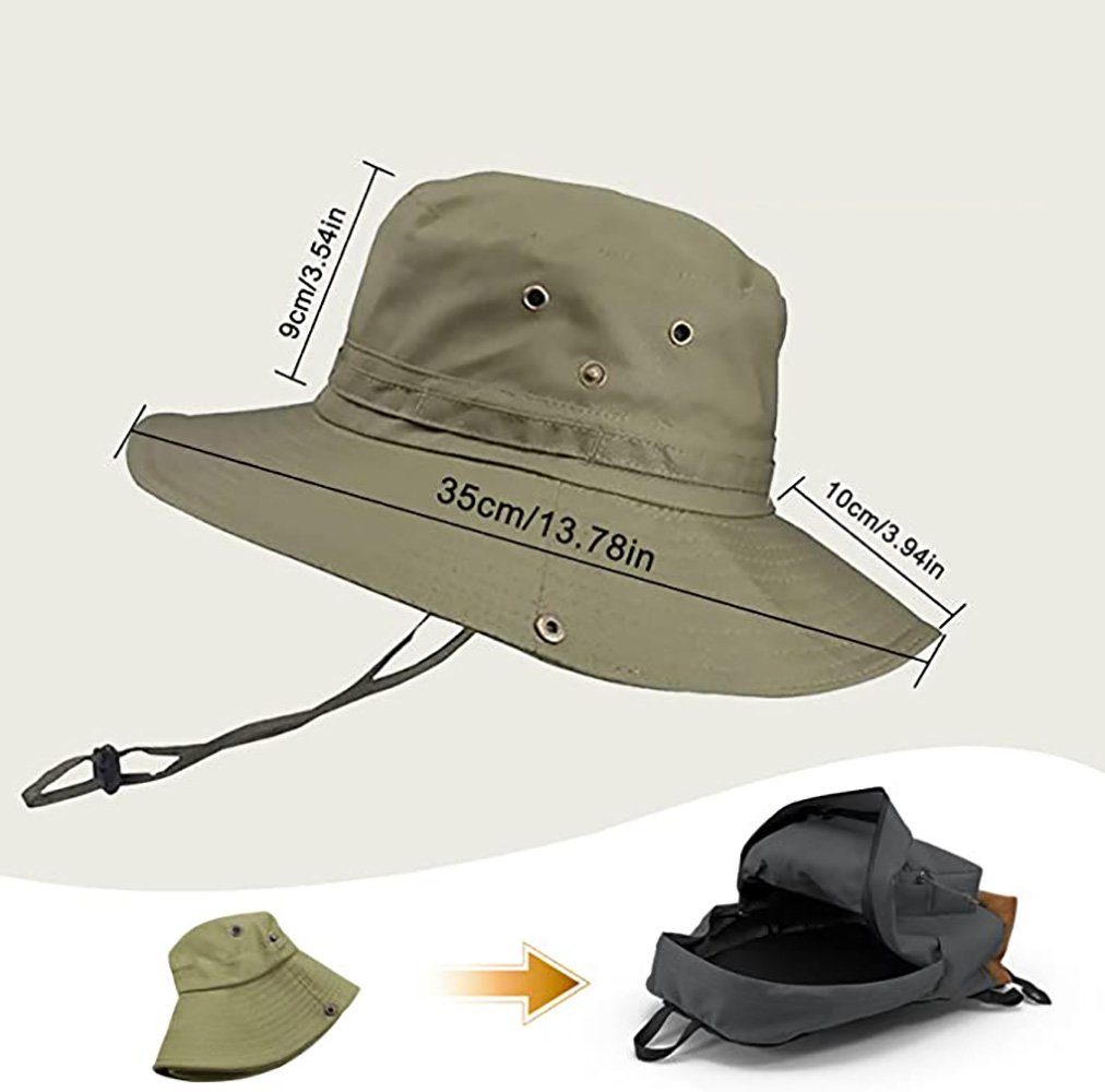 Fischerhut Sonnenhut Herren Damen UV Schutz Faltbar Safari Hut (1-tlg) Anglerhut Breiter Rand Wanderhut Fischerhut Sommer Outdoor