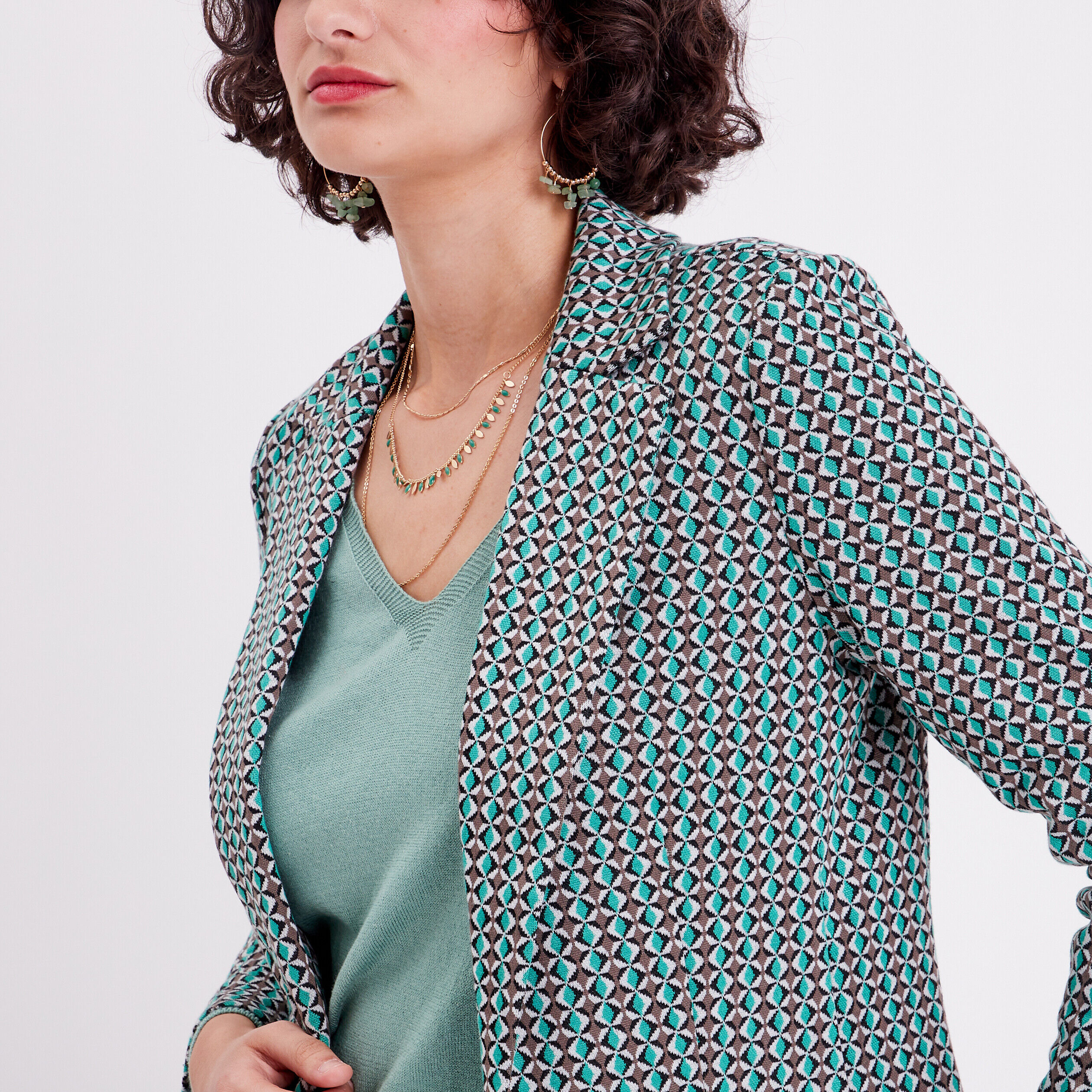 Veste blazer cintrée vert femme | Cache Cache