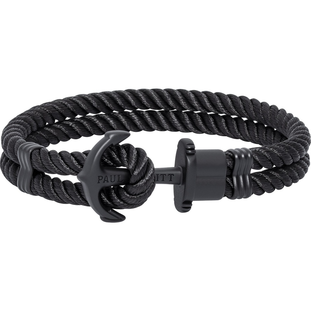 Paul Hewitt Bracelet Acier inoxydable recylé, Perlon/nylon noir Bracelet