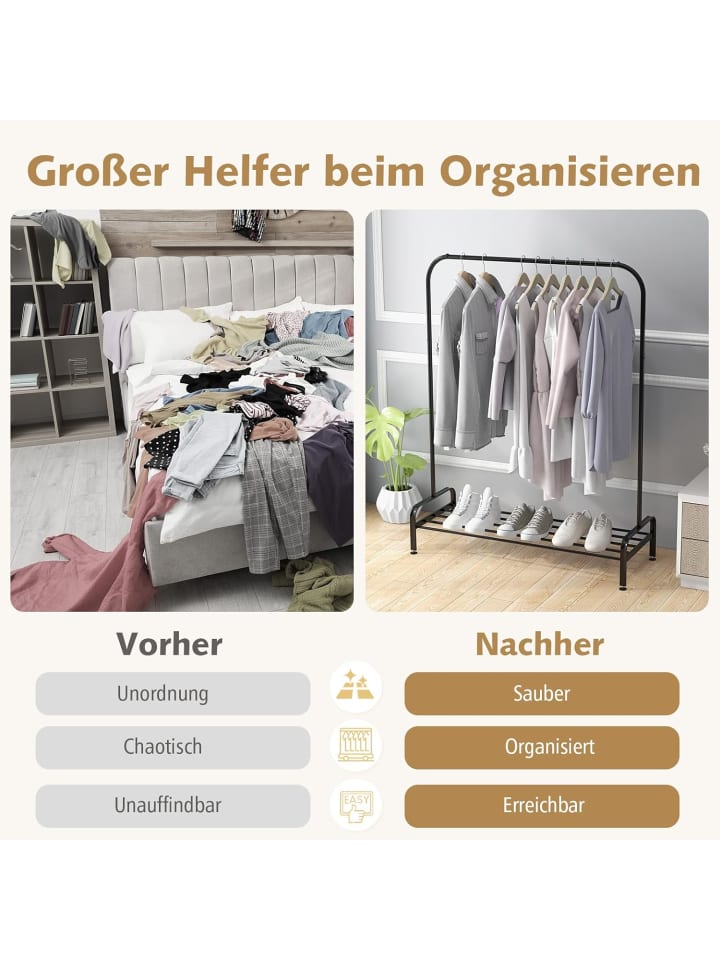 COSTWAY Garderobenständer in Schwarz günstig kaufen 145cm