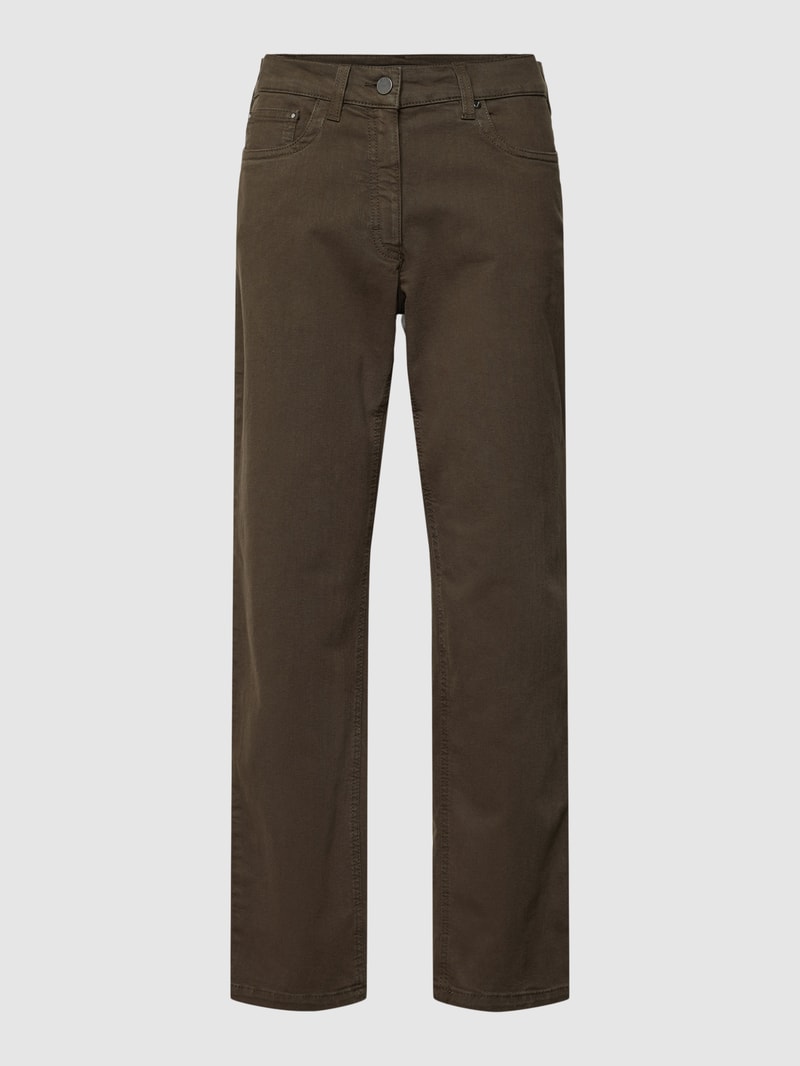 Straight Fit Jeans im 5-Pocket-Design Modell 'Greta' in olivgrün