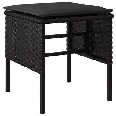 vidaXL Loungesofa Gartenhocker mit Kissen 4 Stk. Schwarz Poly Rattan, 4 Teile