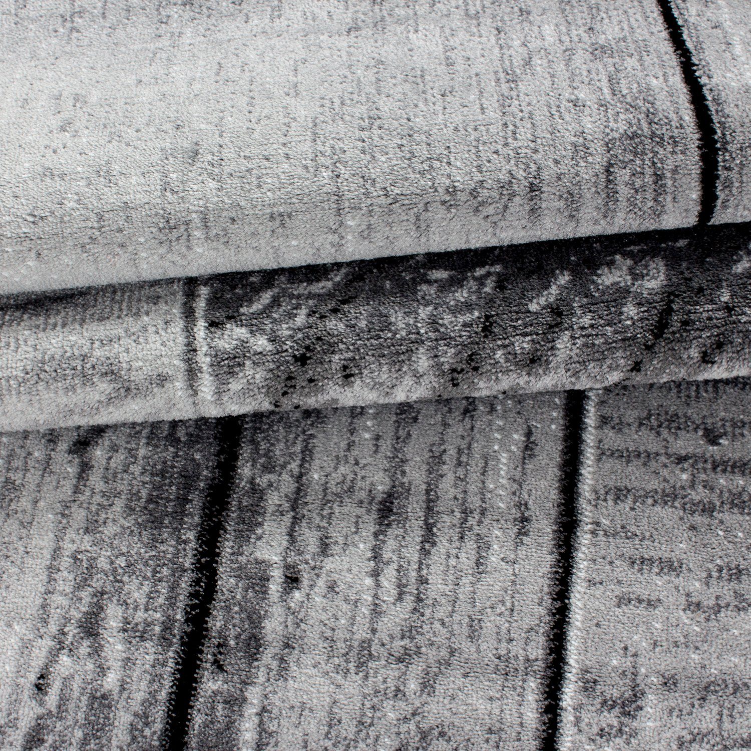 Designteppich 3D-Holzdesign, Carpetsale24, Läufer, Höhe: 12 mm, Modern Kurzflor Teppich Wohnzimmer Holz Optik Schwarz versch. größe