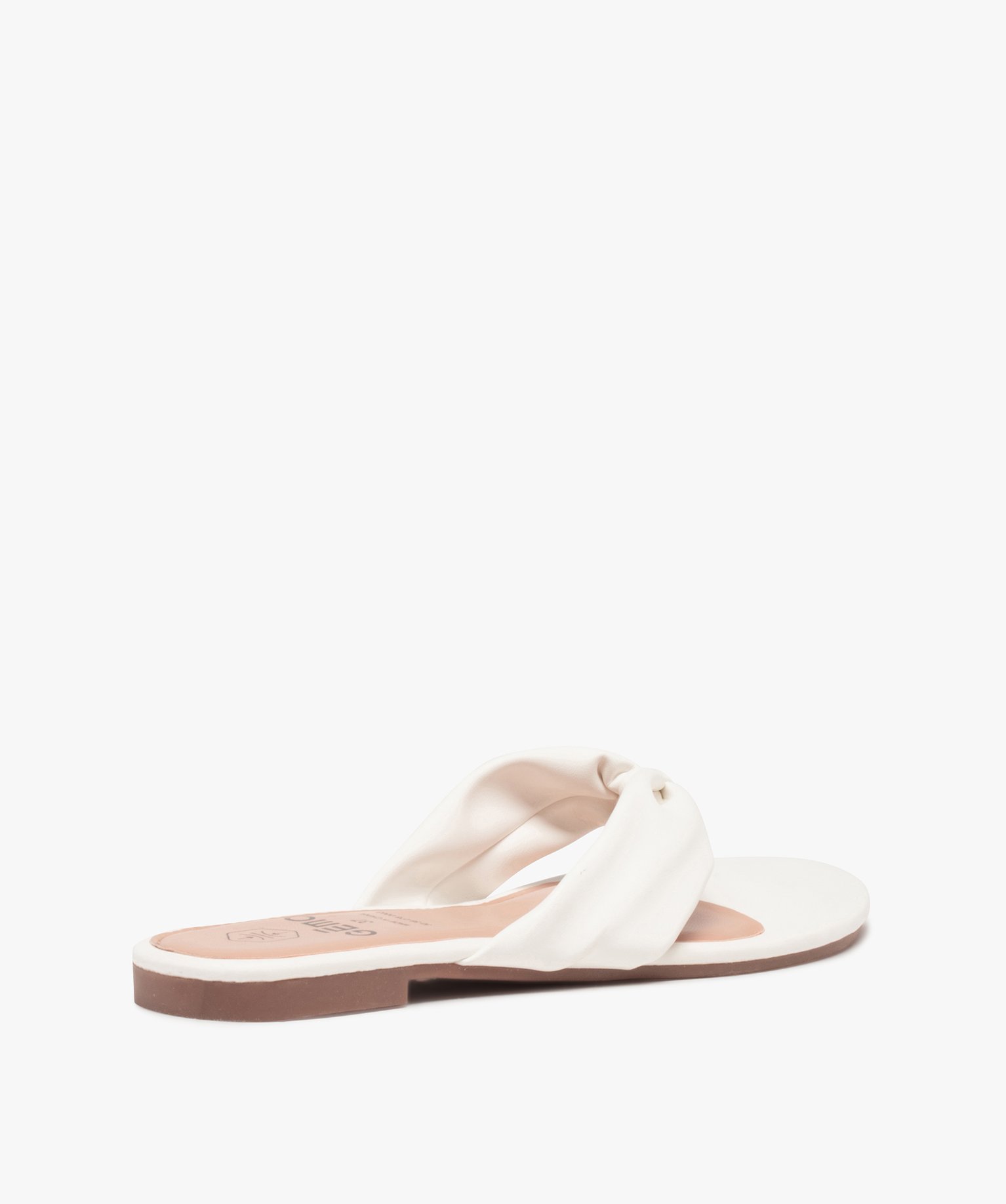 Tongs femme à talon plat et entre-doigts drapé blanc | GEMO
