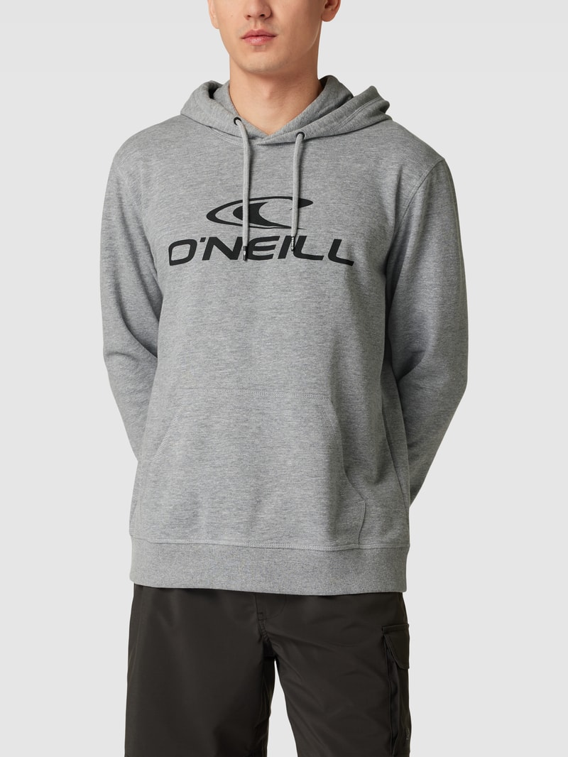 Hoodie mit Logo-Print in mittelgrau meliert
