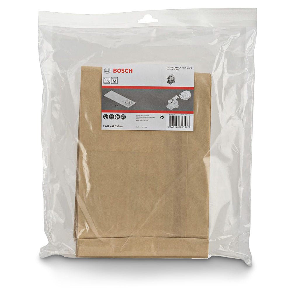 Conjunto de 5 sacos de filtro para aspirador de pó BOSCH, código 2607432035