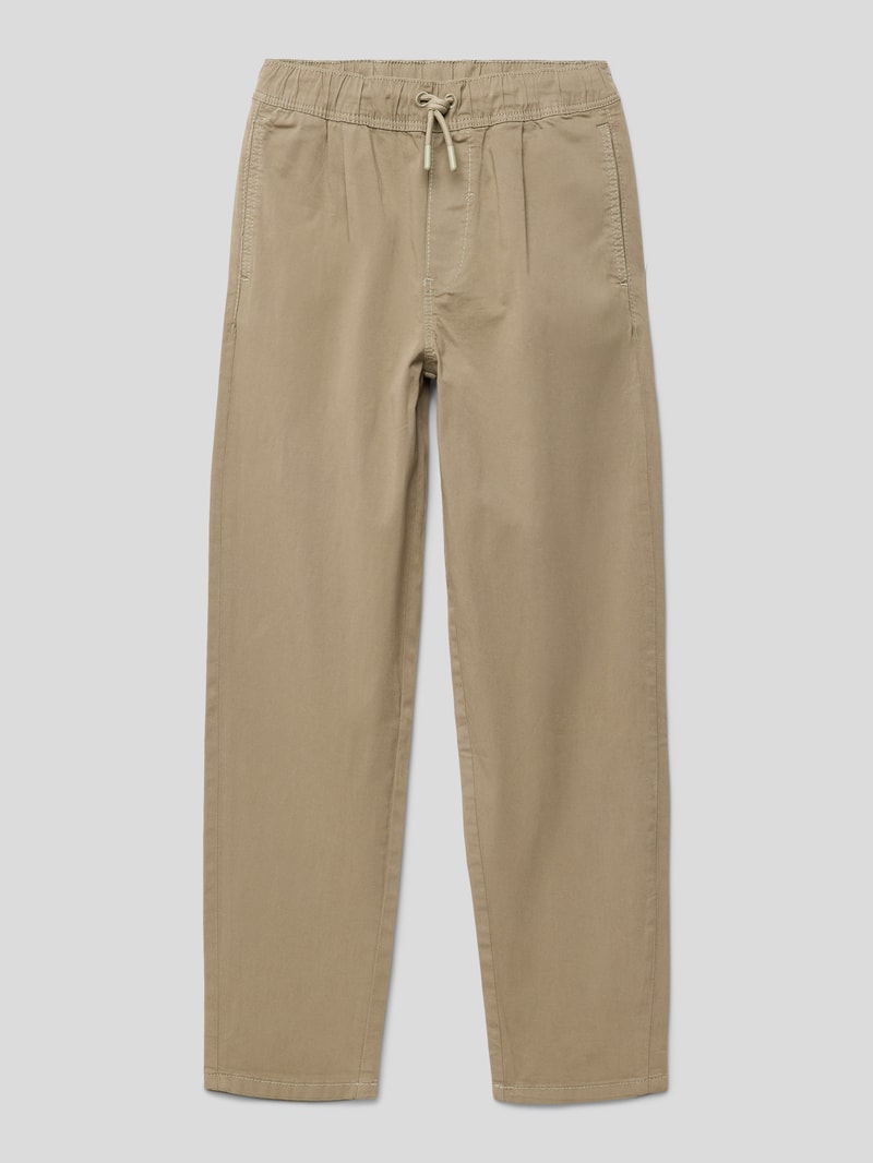 Slim Fit Stoffhose mit französischen Eingrifftaschen in camel