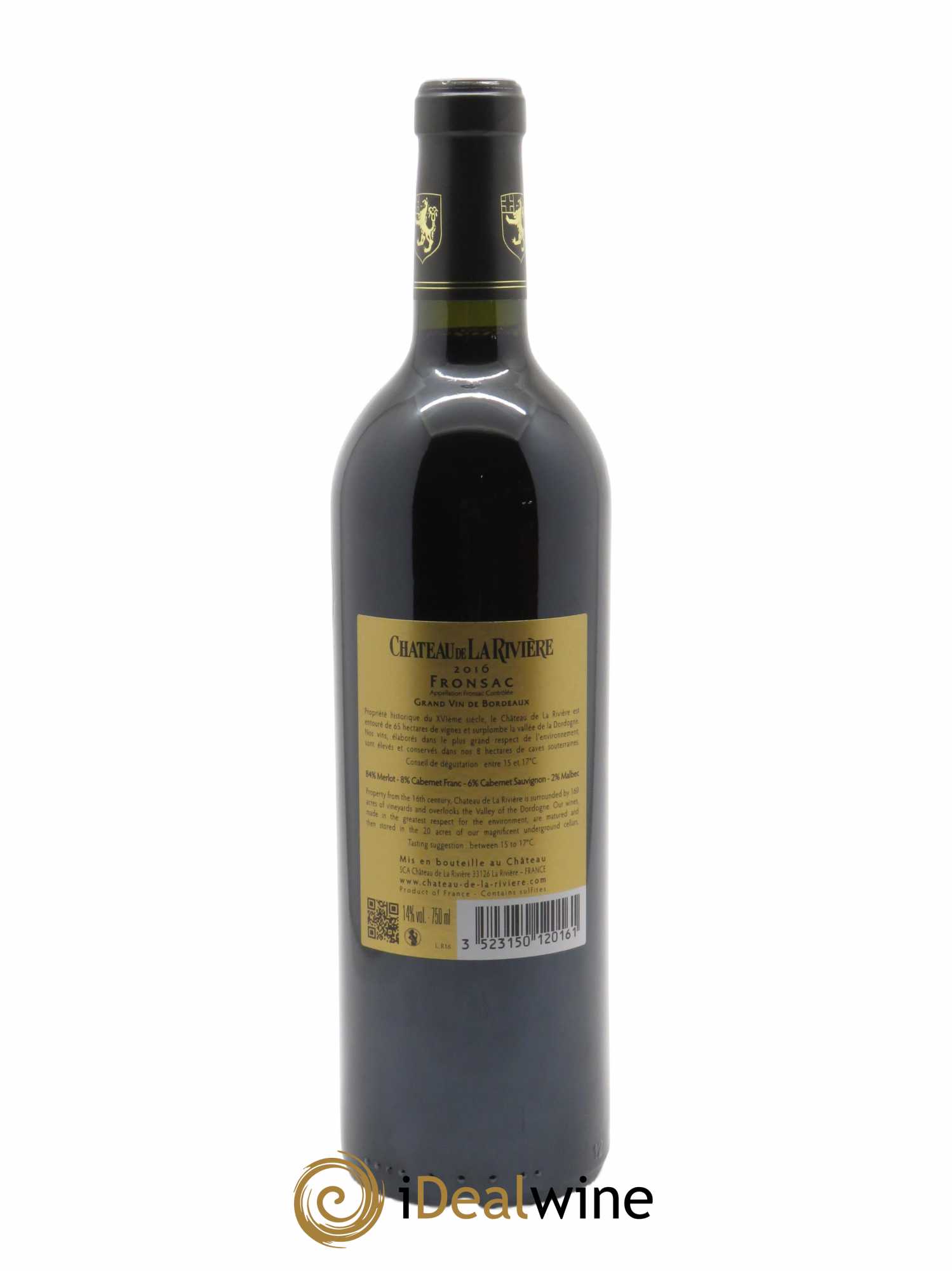 Château de La Rivière (CBO à partir de 12 bts) 2016 - Lot de 1 Bouteille