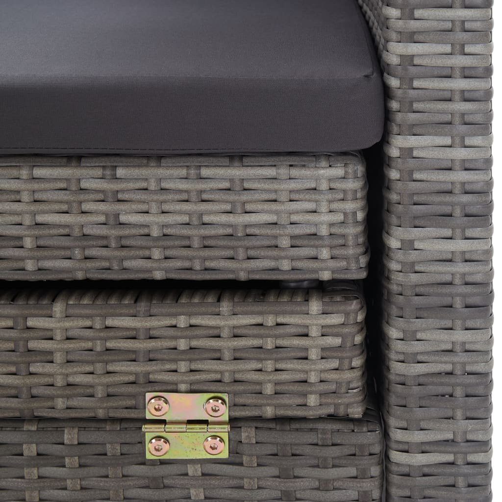 vidaXL Loungesofa Ausziehbares 3-Sitzer-Schlafsofa mit Dach Poly Rattan Grau, 1 Teile