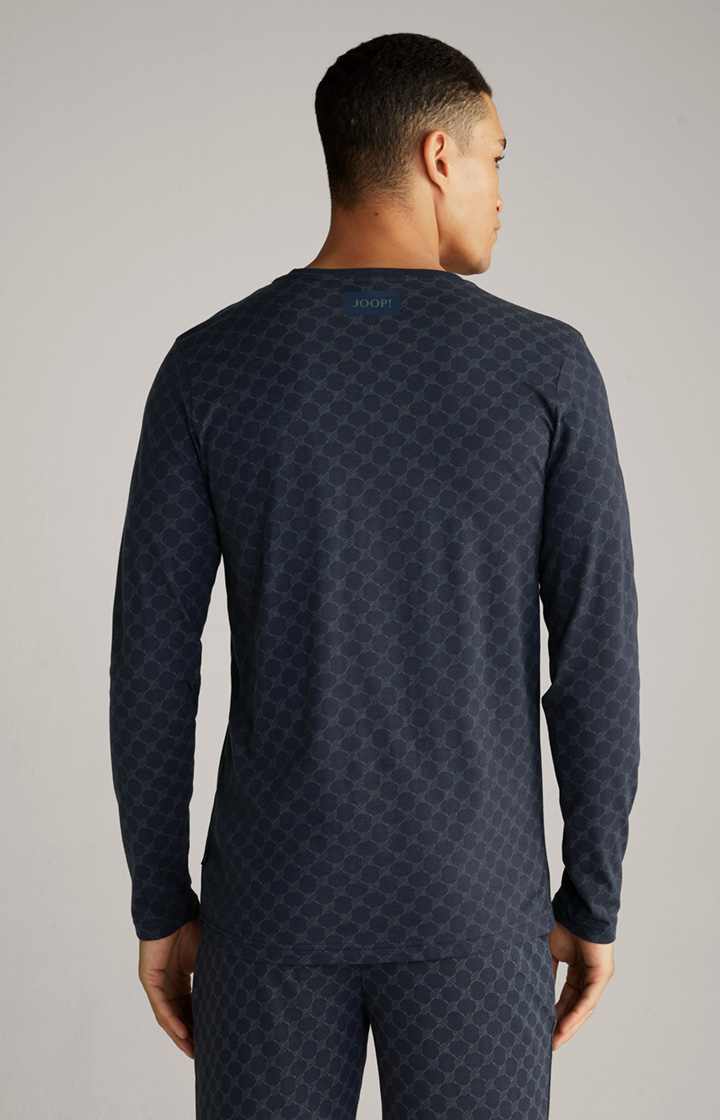 Cornflower Loungewear Longsleeve in Navy gemustert