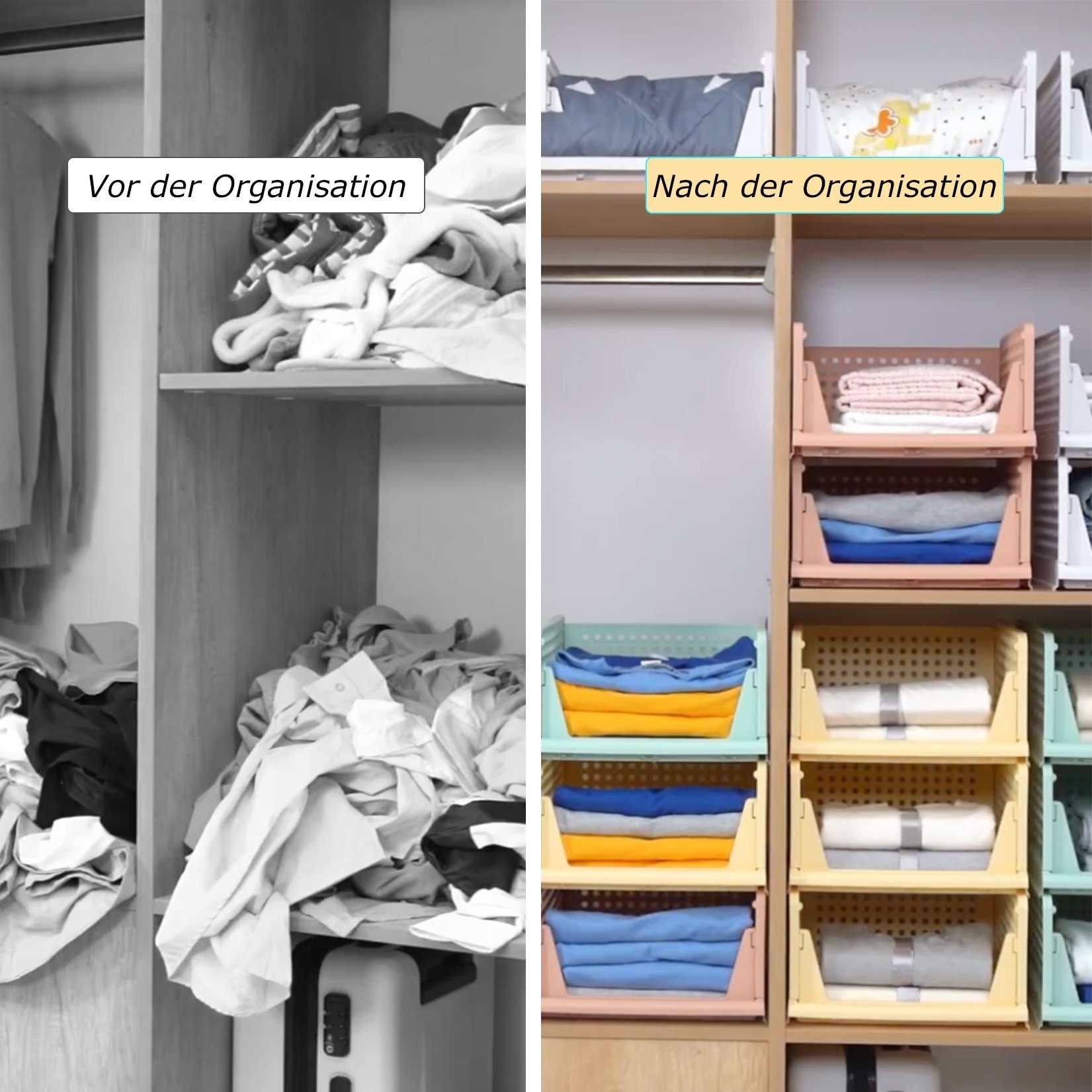 GREELUE Aufbewahrungsbox Schrank Organizer Kleiderschrank 3 Stück, Faltbare Aufbewahrungsbox, Ordnungssystem für Schubladen, Schließfächer, Kleiderschränke