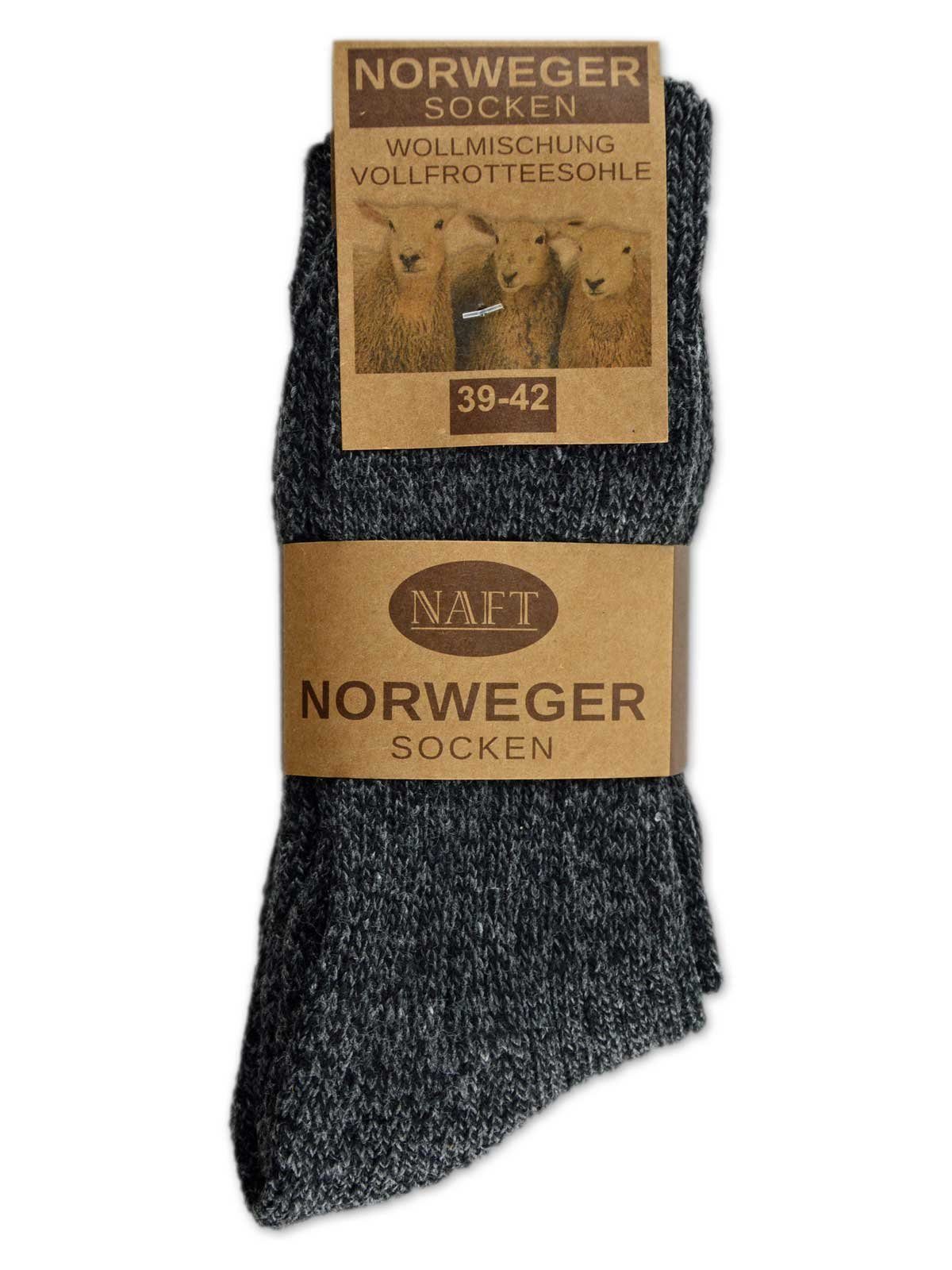 sockenkauf24 Norwegersocken 6 Paar Damen & Herren Socken mit Wolle Wintersocken (Anthrazit, 43-46) Schwarz Grau Anthrazit - 10500