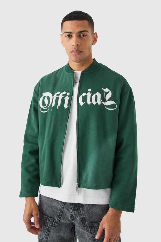 Kastige Oversize Bomberjacke mit Denim-Applikation