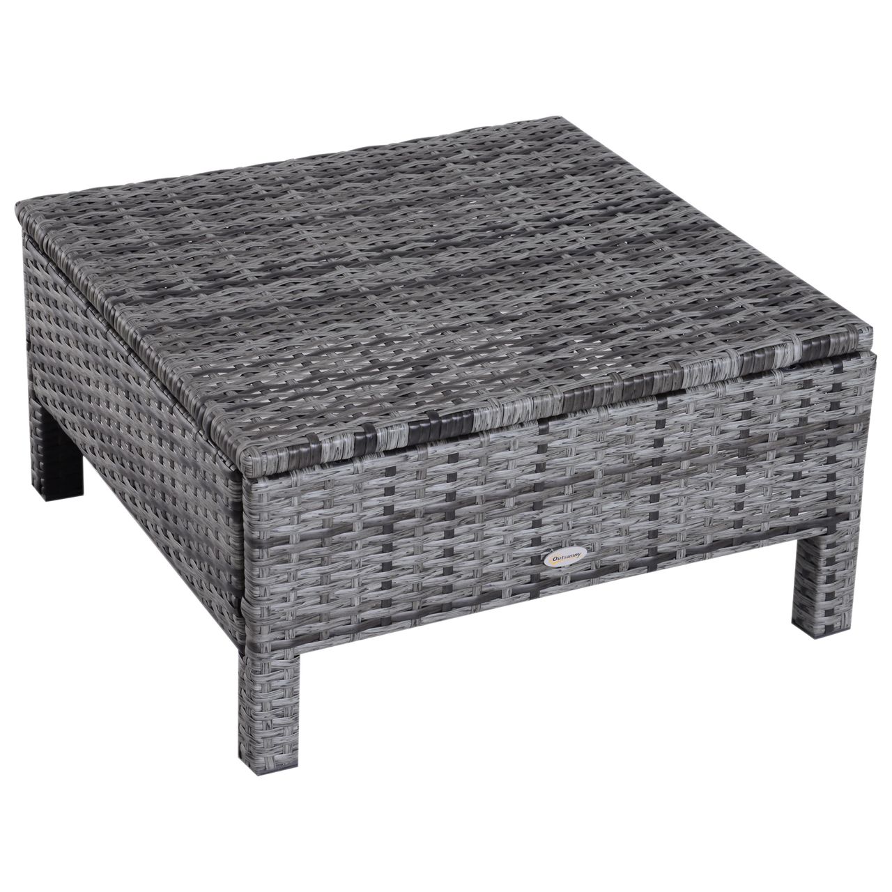 Outsunny 3-tlg. Sitzgruppe Rattanmöbel 2er-Sofa inkl. 2 Hocker & Kissen grau