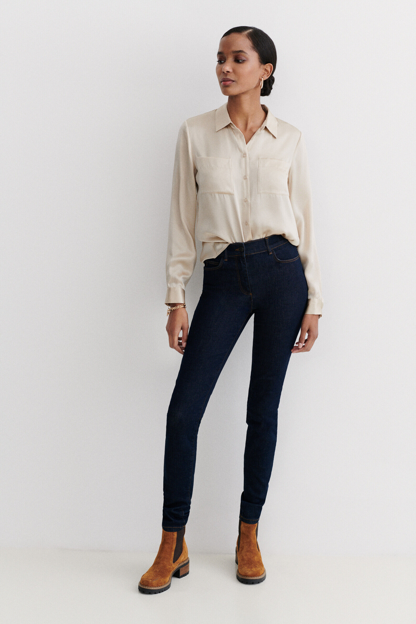 chemise jeanne b en soie beige femme
