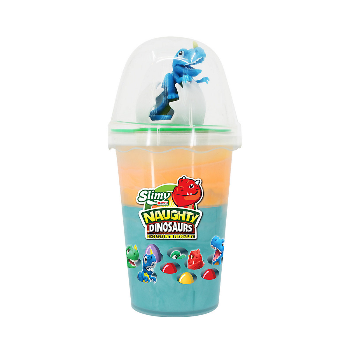 SLIMY® Dinosaur Collectible - 155g Original Slimy Slime Spielmasse in zwei Farben inkl. lustiger Dinosaurier Sammelfigur