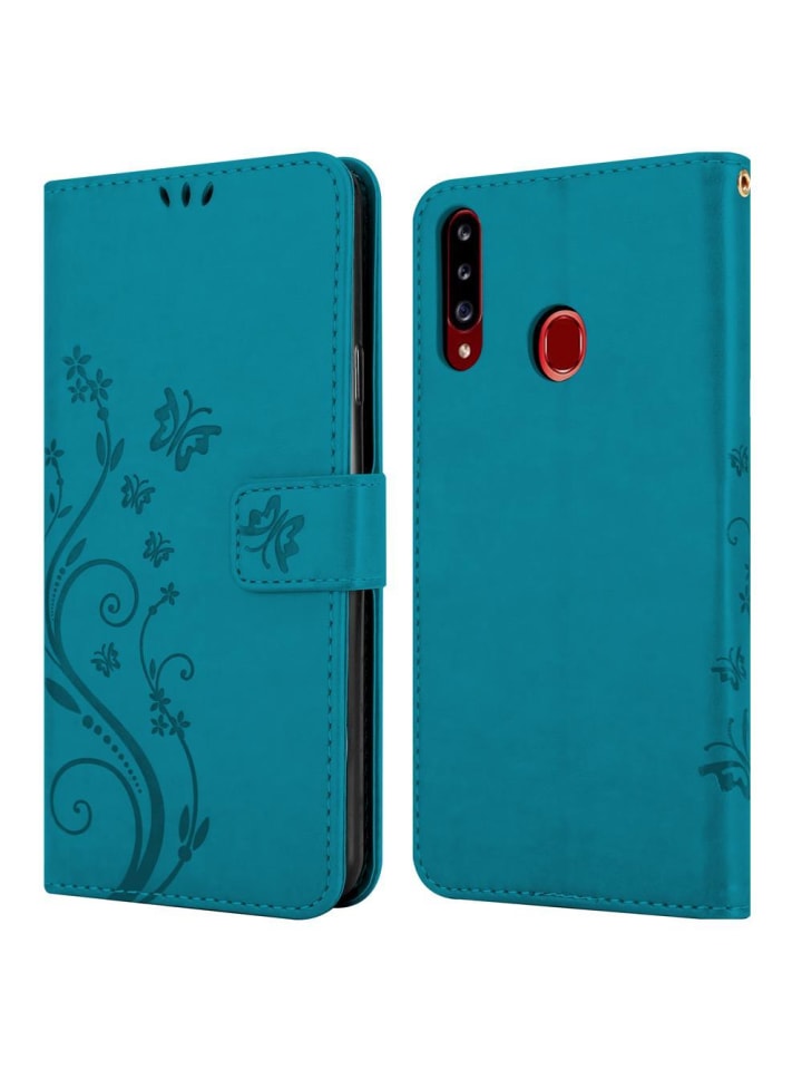 cadorabo Hülle für Samsung Galaxy A20s Blumen Design in FLORAL BLAU günstig kaufen onesize