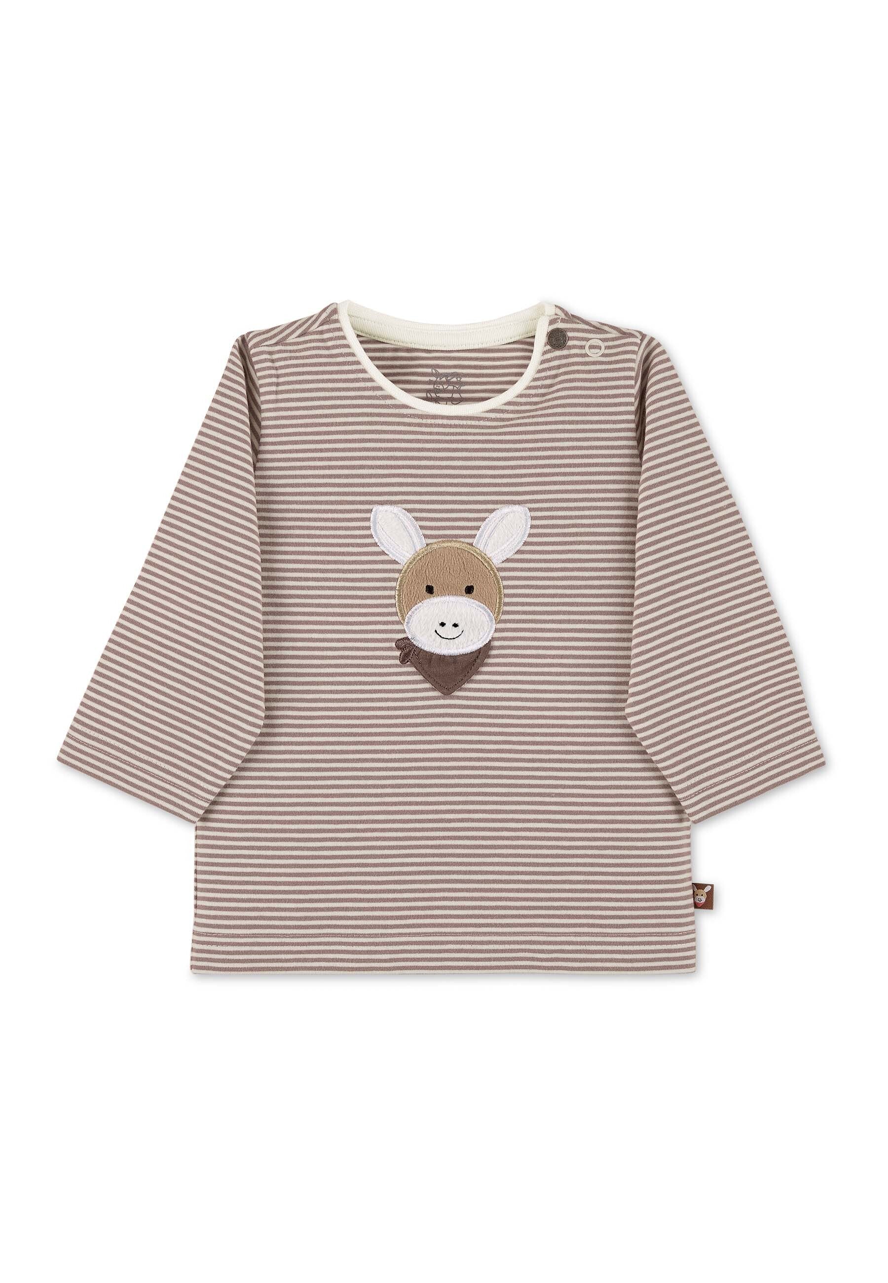 GOTS Langarm-Shirt Esel Emmi Stickerei, gestreift