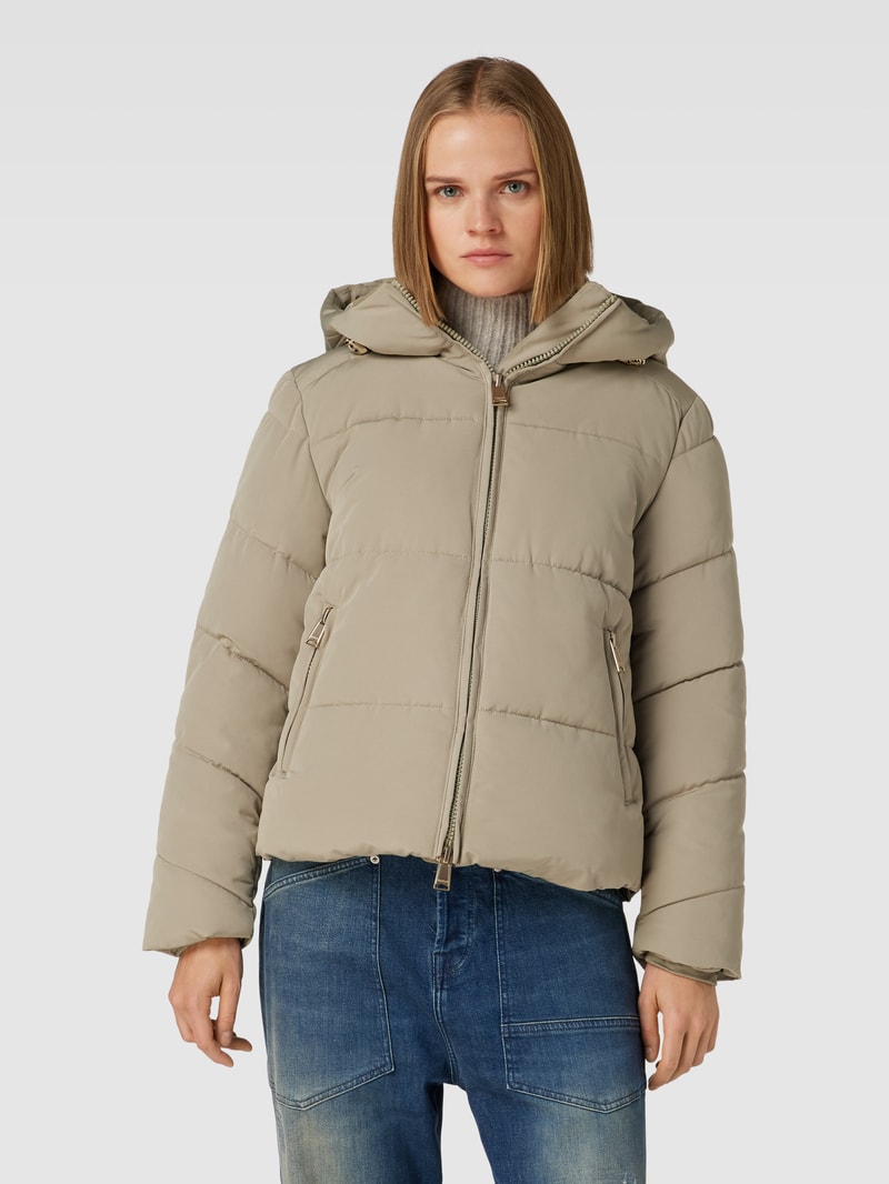 Steppjacke mit Kapuze in hellgrau