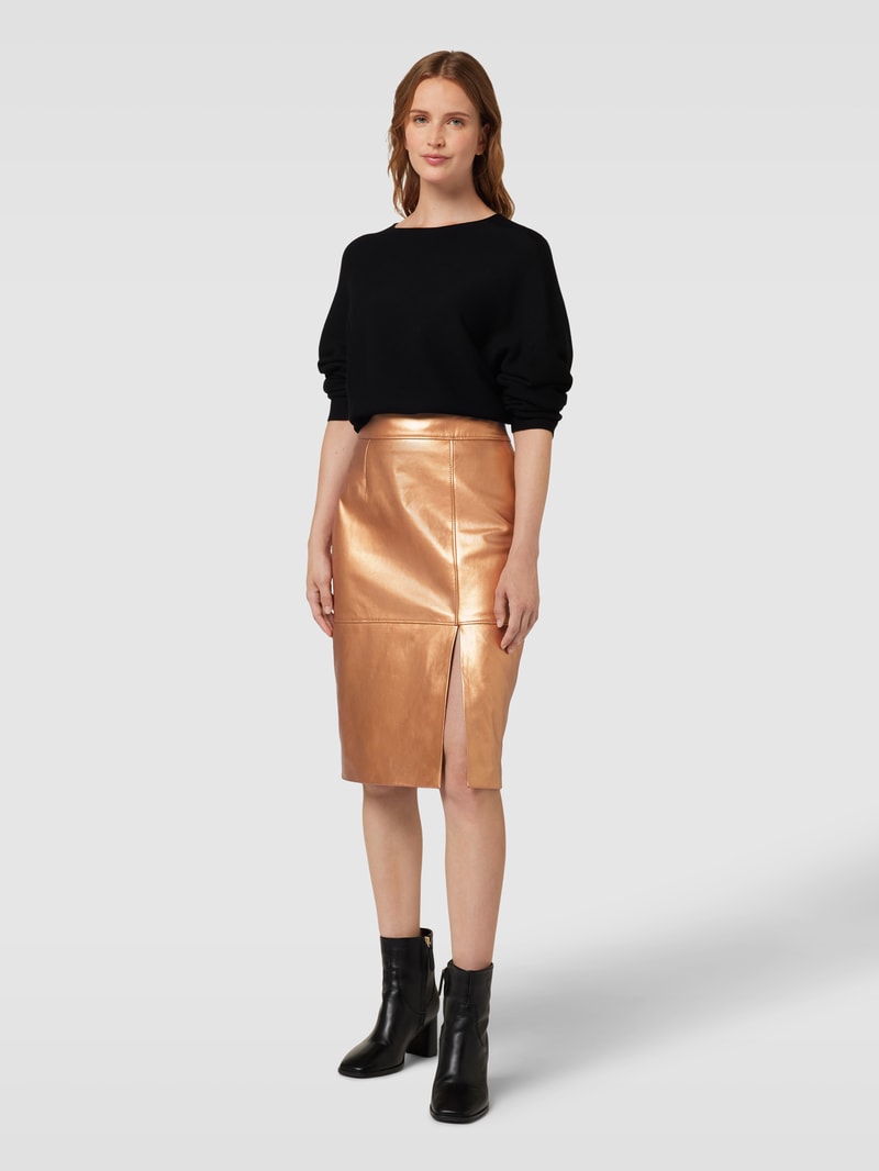 Knielanger Rock aus Lammleder Modell 'Setora' in gold