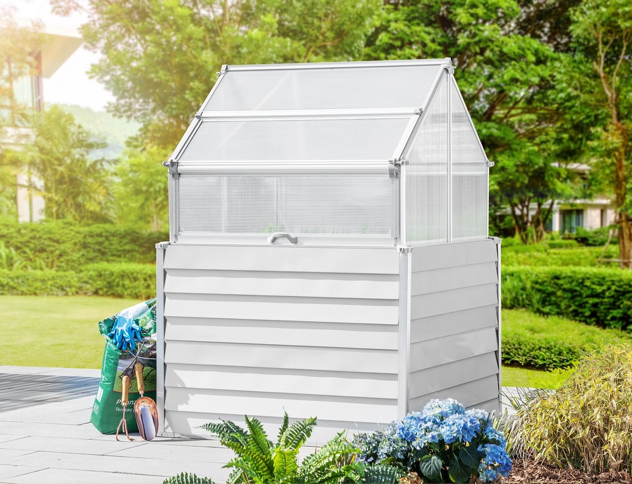 Powertec Garden Doppelhochbeet, ca. 120 x 120 x 169 cm - Silber