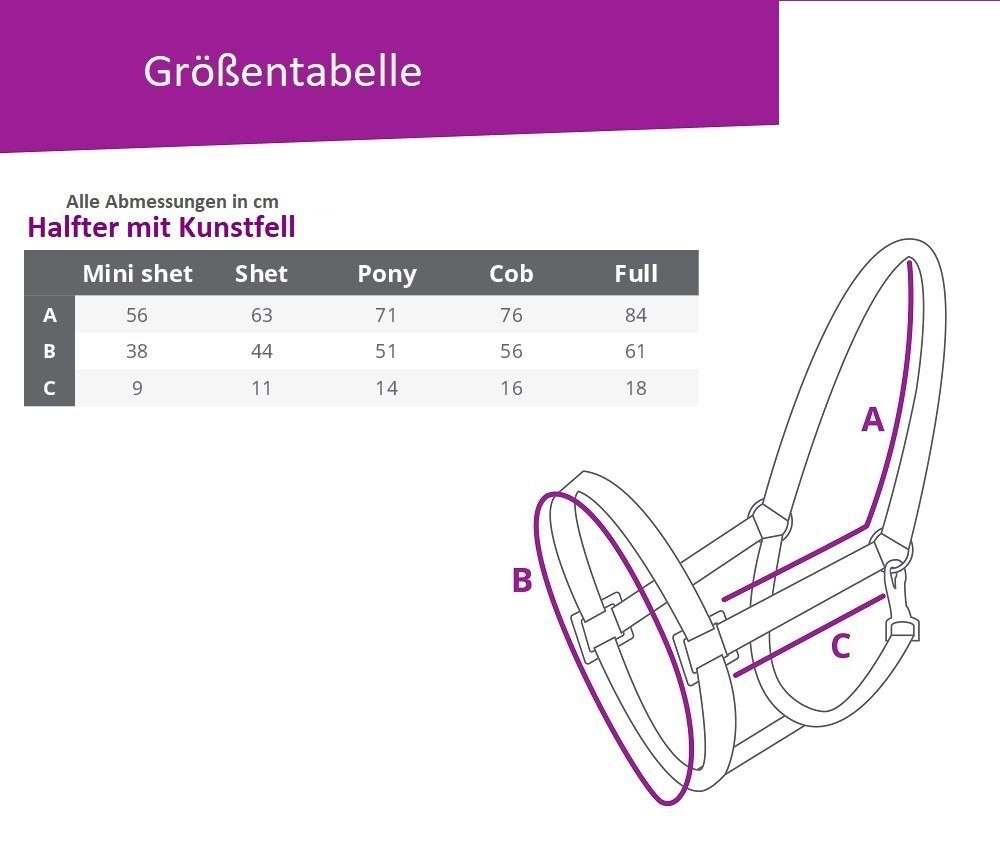 ARBO-INOX® Reithalfter Halfter-Set Starter mit Kunstfell Halfter und Führstrick