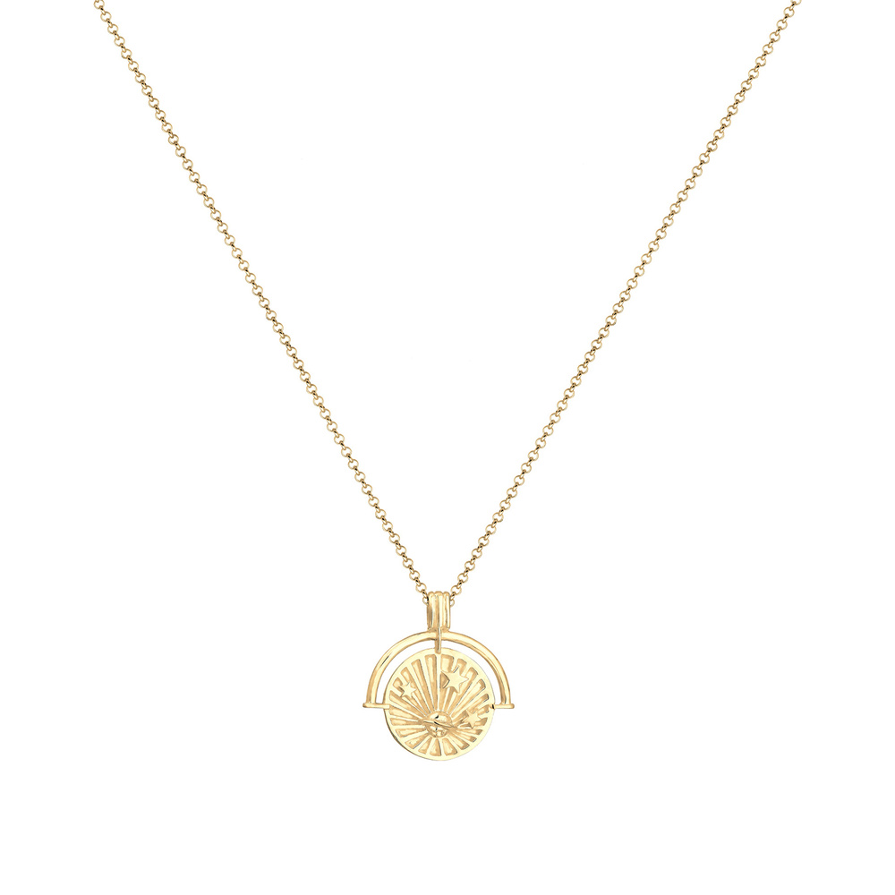 Elli Elli Collier Femme Pendentif Astro Assiette Ludique en Argent Sterling 925 Bijoux
