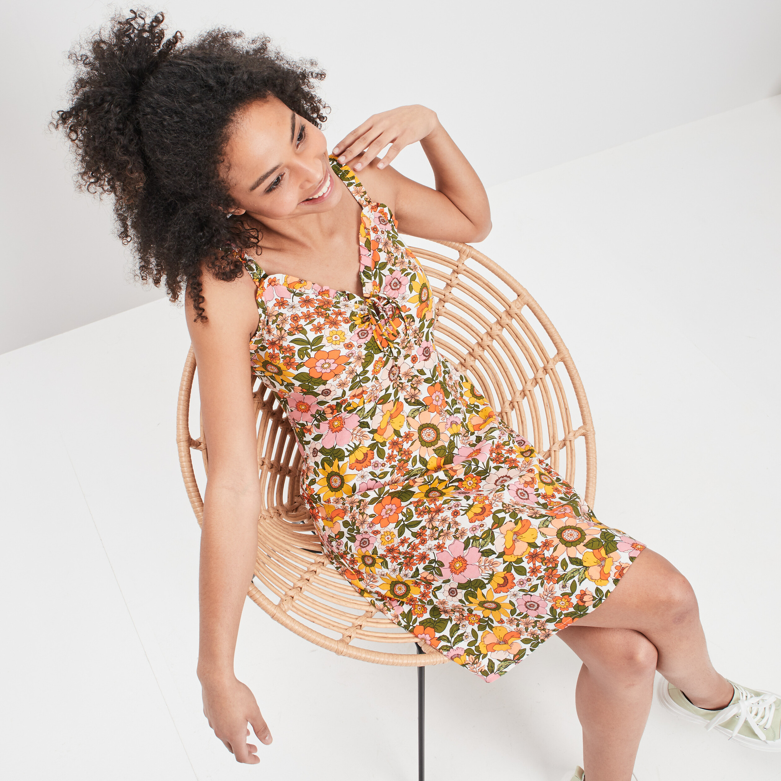Robe évasée bretelles larges orange femme | La Halle