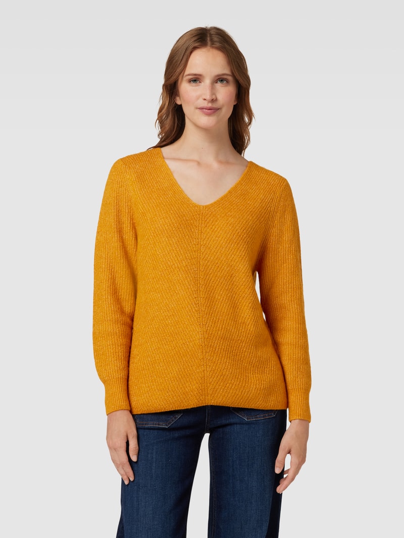 Strickpullover mit U-Boot-Ausschnitt in gelb
