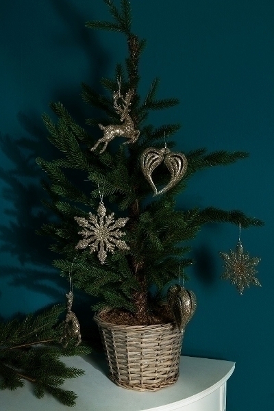 MyFlair 6er-Set Weihnachtsanhänger, Silberglitter