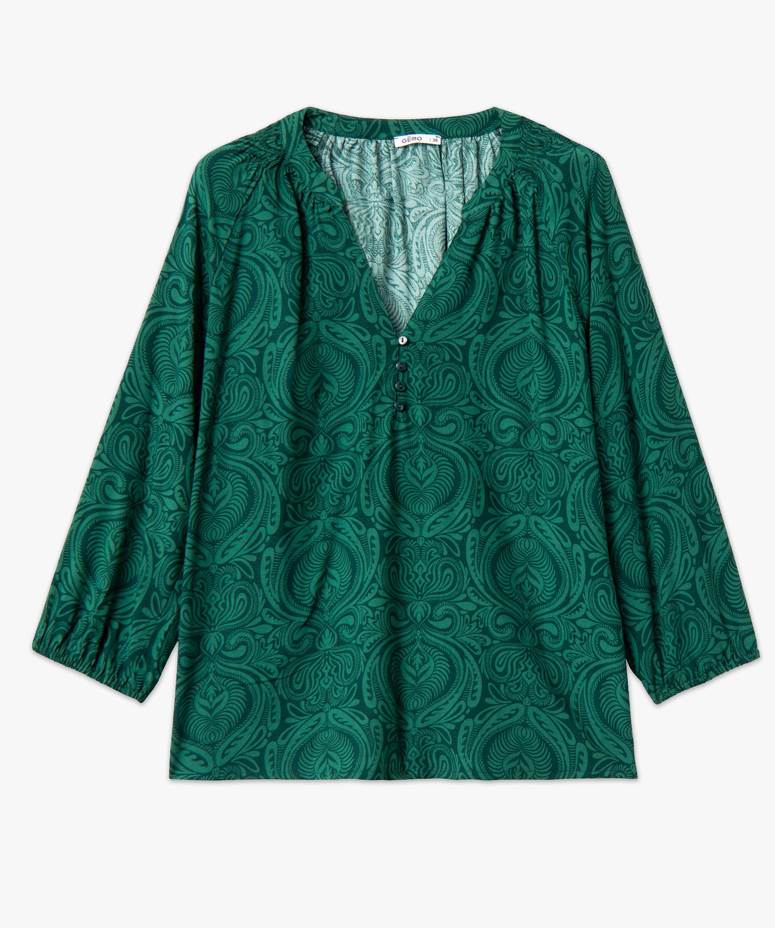 Blouse fluide imprimée à manches 3/4 femme imprime | GEMO