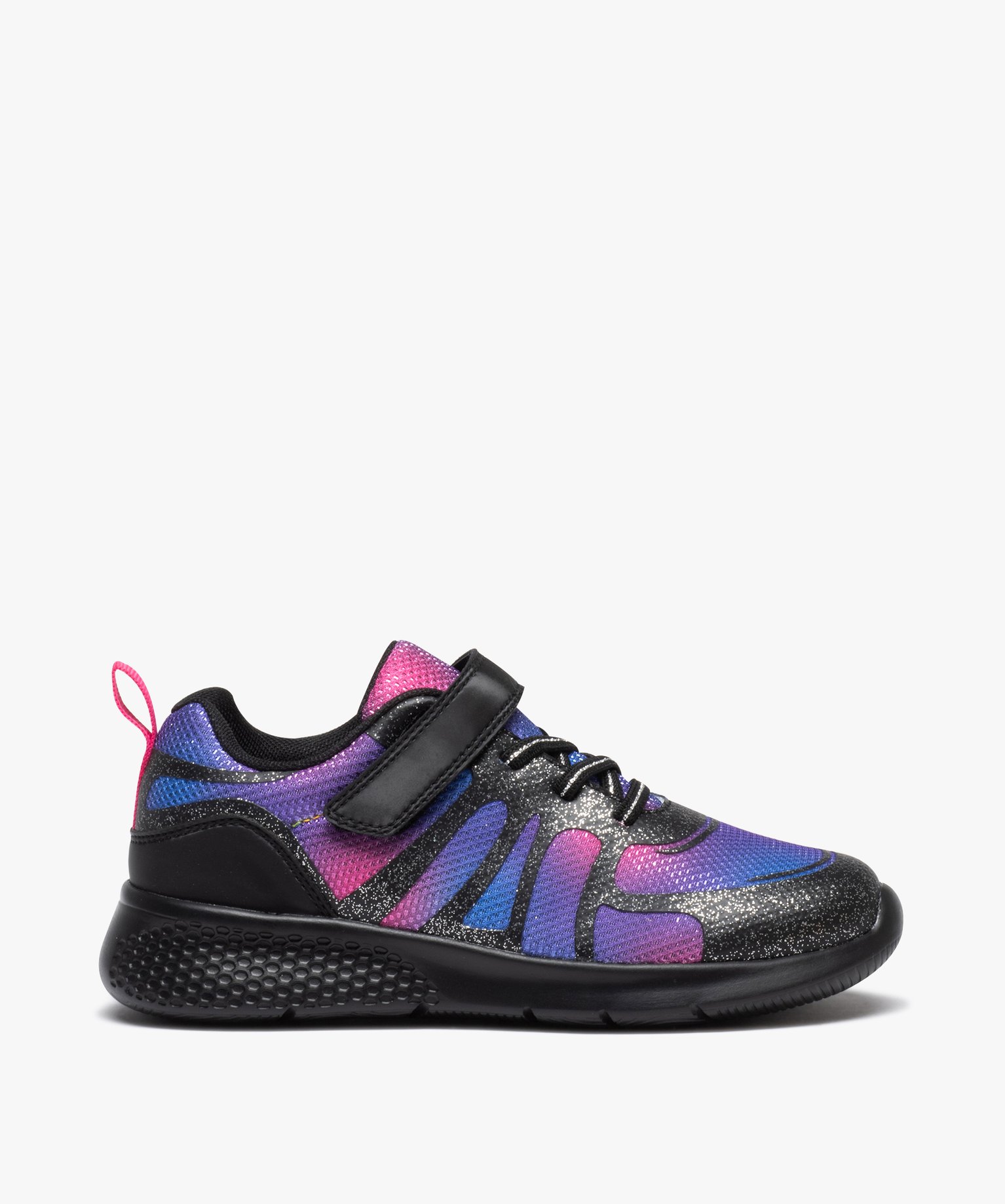 Baskets fille multicolores à paillettes style jogger fuchsia | GEMO