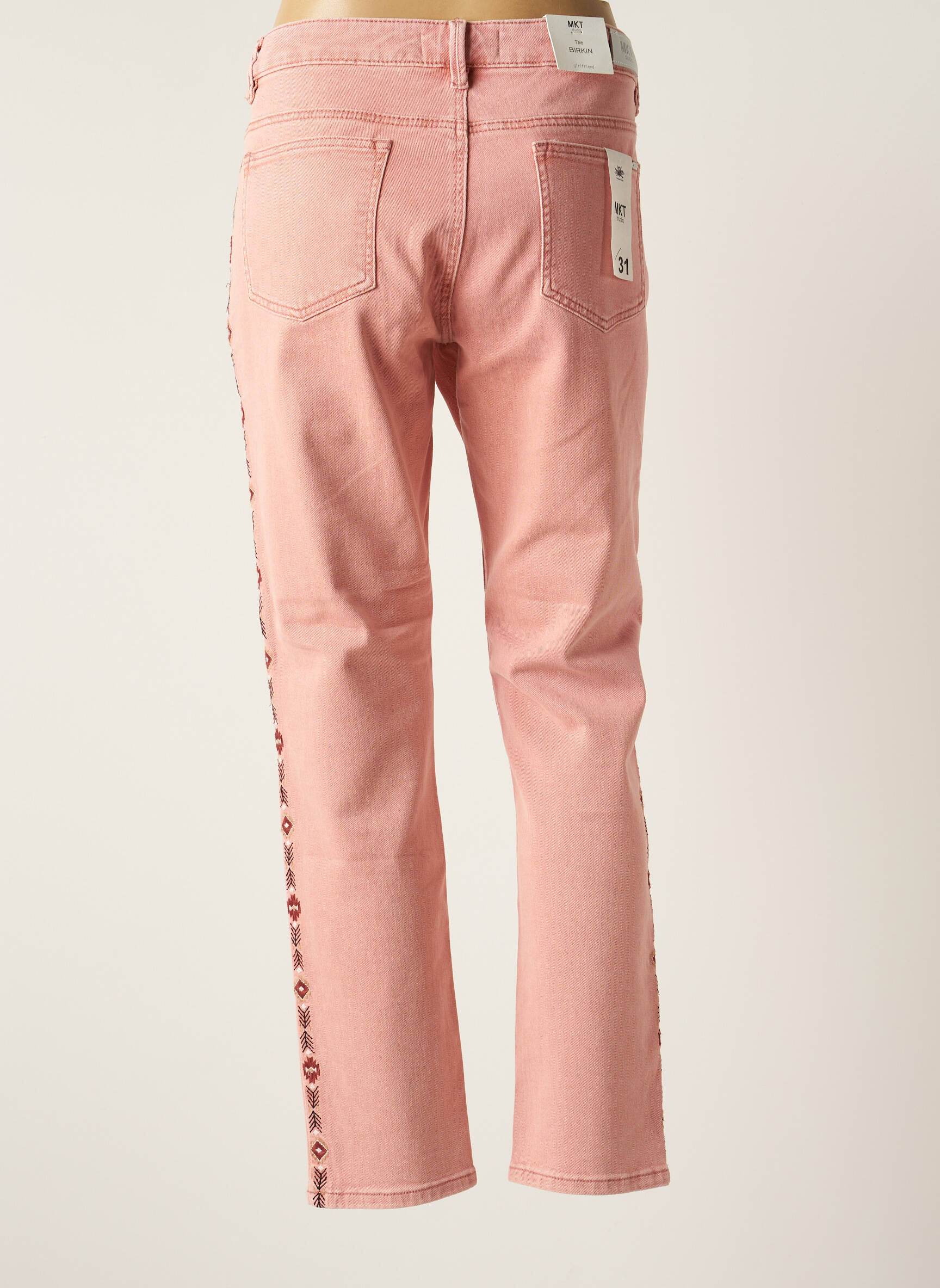 Mkt Studio Jeans Boyfriend Femme couleur rose