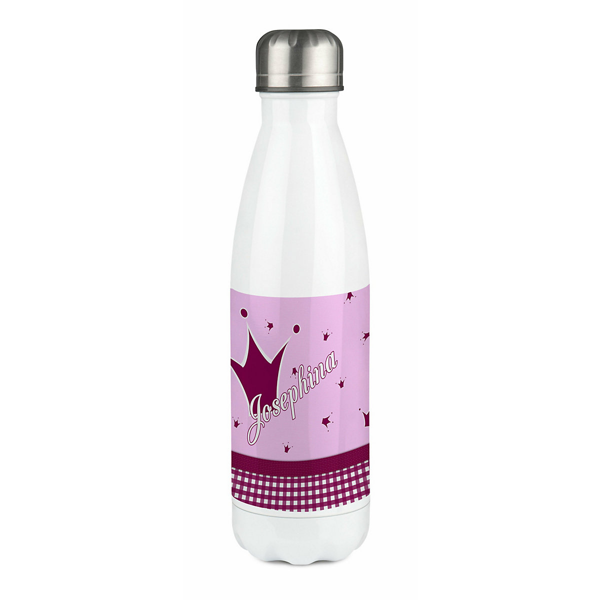 Edelstahl Kinder Thermoflasche / Trinkflasche bunt Krone Farbe brombeere Spülmaschinenfest, Auslaufsicher, Bruchfest, Doppelwandig, Für Heißgetränke geeignet, Mit Deckel, Isoliert