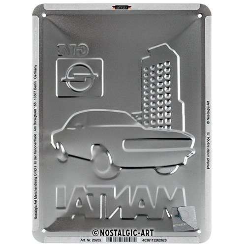 Nostalgic Art Retro Blechschild 15x20cm, Motiv "Opel - Manta GT/E", 1 Stück - ATU