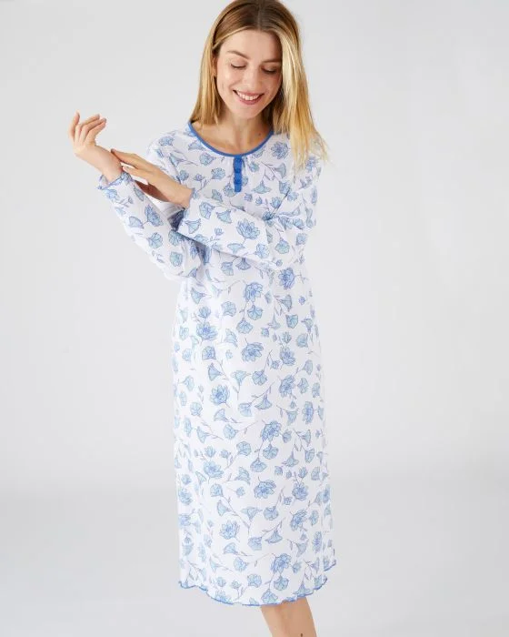 Chemise de nuit imprimée maille jersey coton peigné