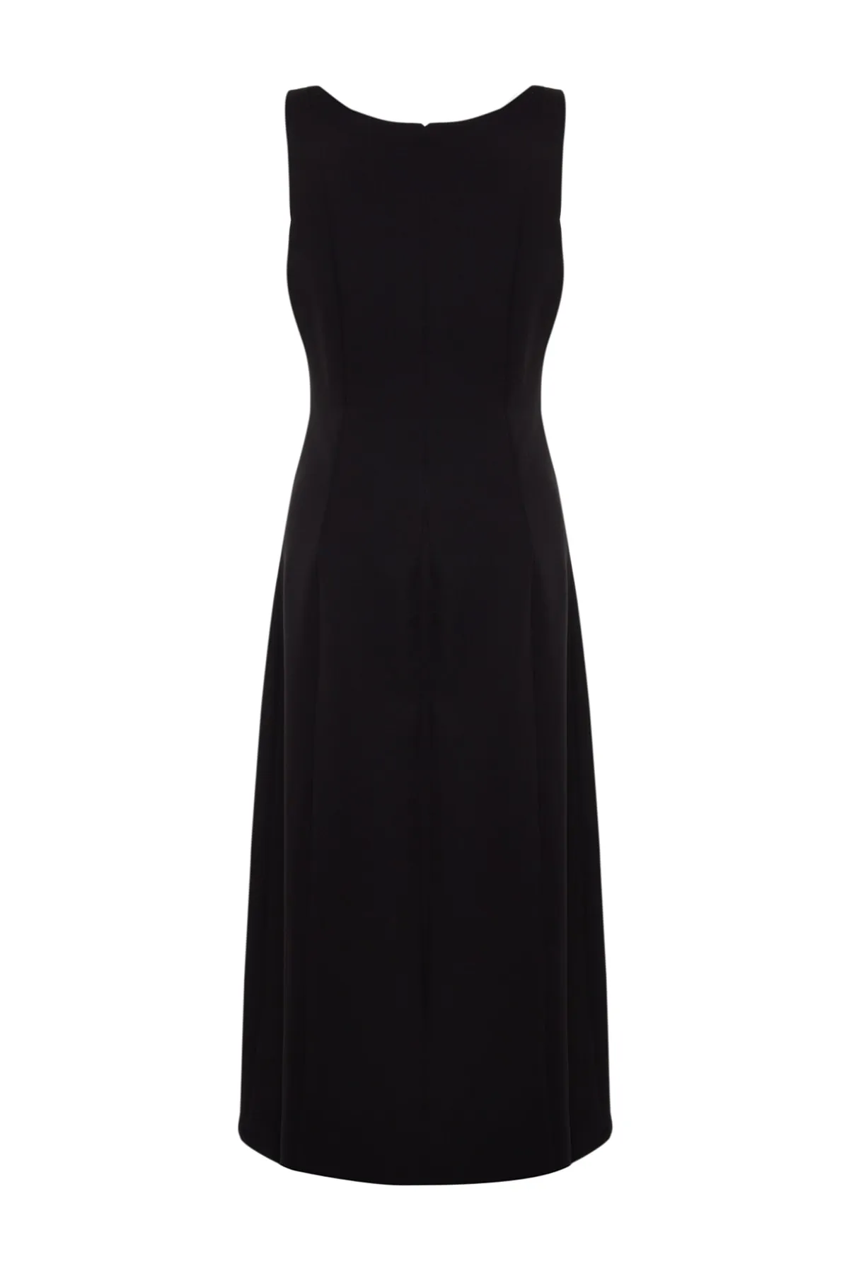 Trendyol Modest  Schwarzes, gewebtes Gilet-Kleid mit quadratischem Kragen und Schmuckstickerei-Details TCTSS23EB00157