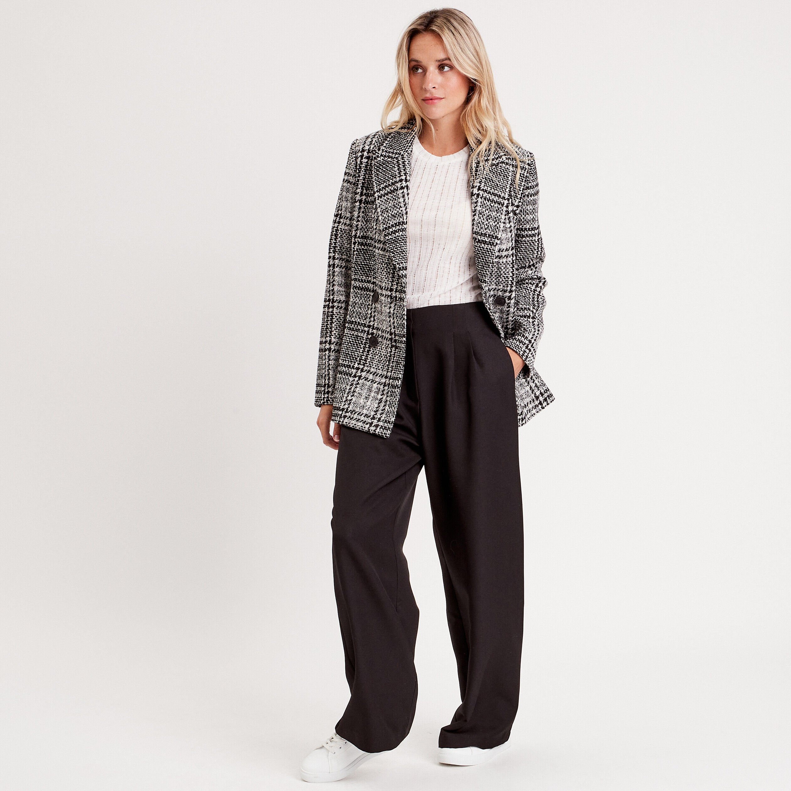 Veste blazer double boutonnage noir femme | Cache Cache