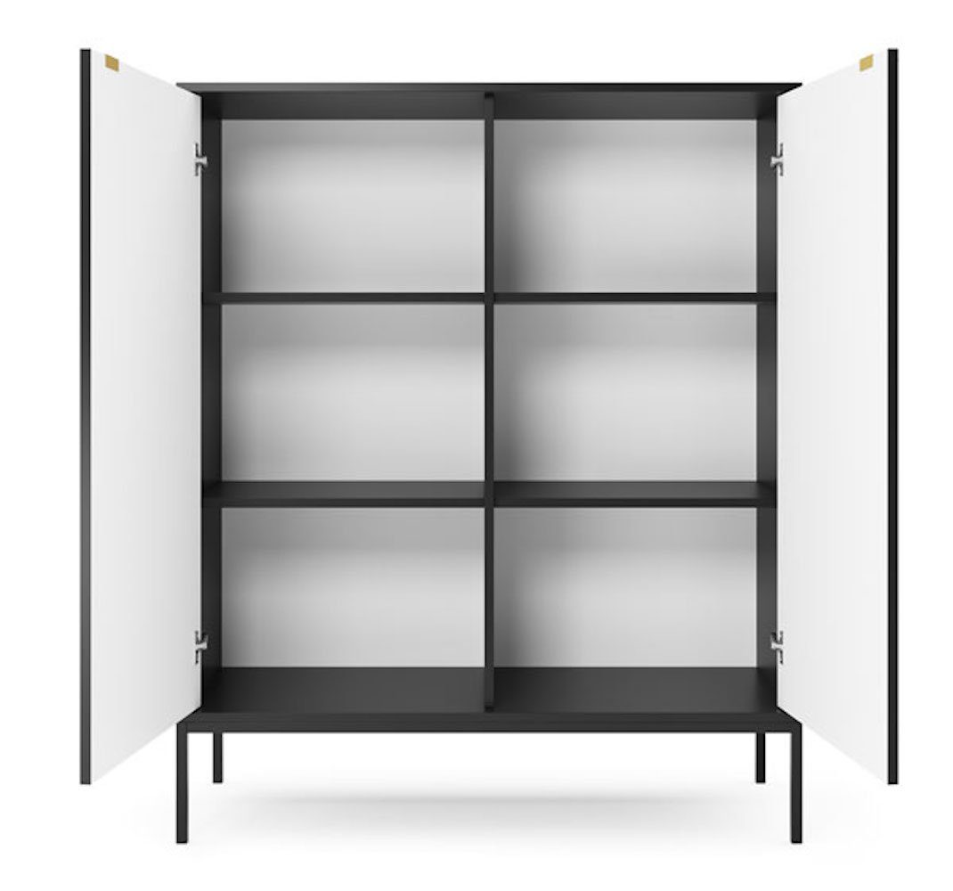 Feldmann-Wohnen Highboard Nova, 104cm schwarz 2-türig MDF