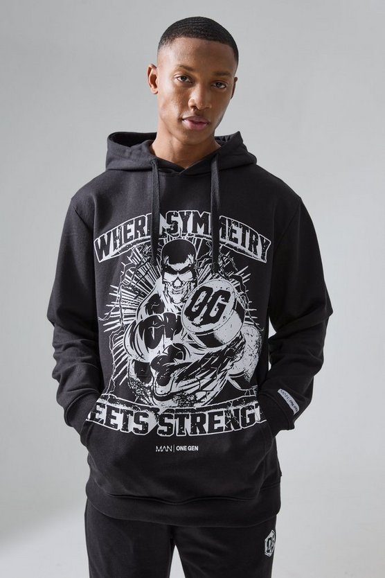 Man Active Oversize Trainingsanzug mit Print und Kapuze