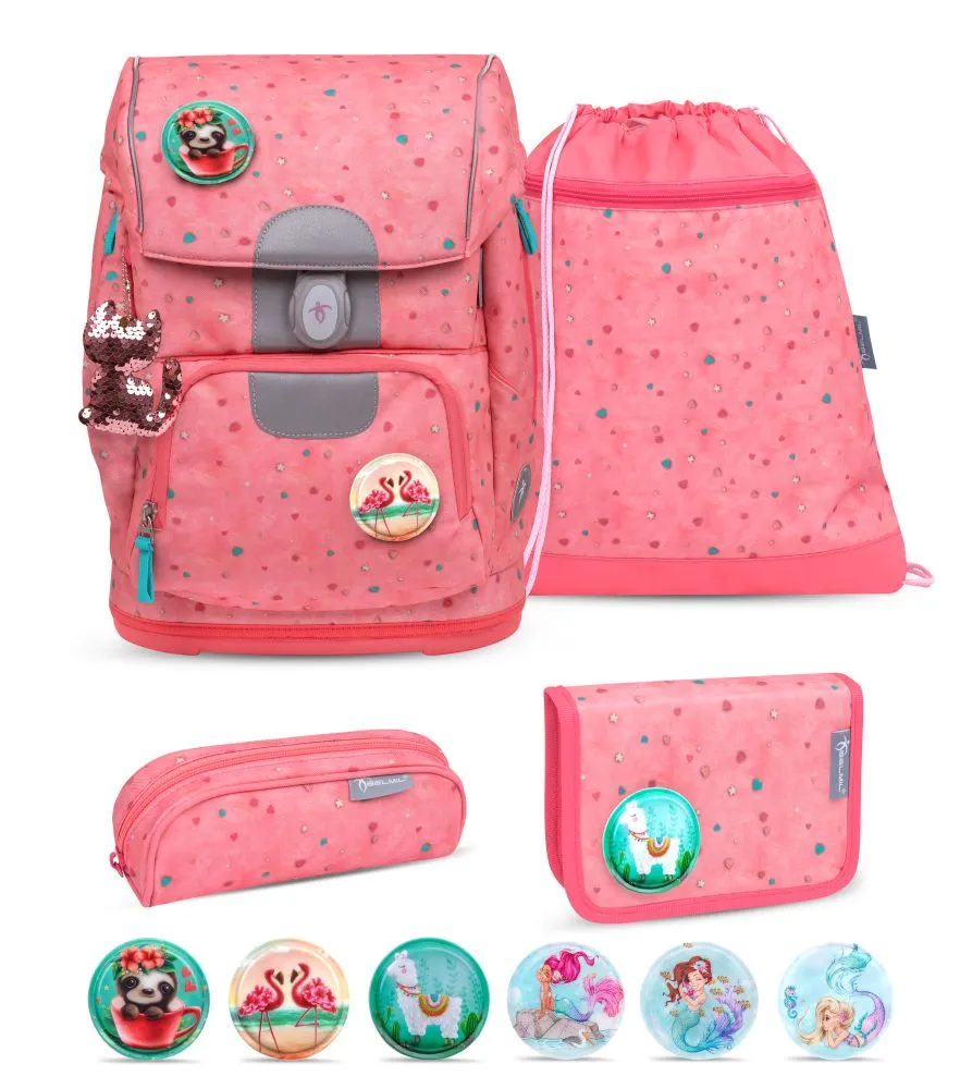Belmil Motion Schulranzen Set 5-teilig mit 6 Patches - Blue Bird